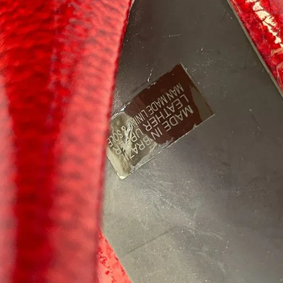 Jessica Simpson Women Heel Red Leather Upper Shoes Open Toe Pump Size 37 6.5US - Picture 9 of 11